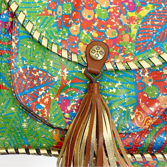 Patricia Nash Beaumont Leather Crossbody Bag Tropicana Summer Festival Tropical - Picture 4 of 16
